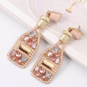 NEW Sparkling Rhinestone Champagne Dangle Earrings